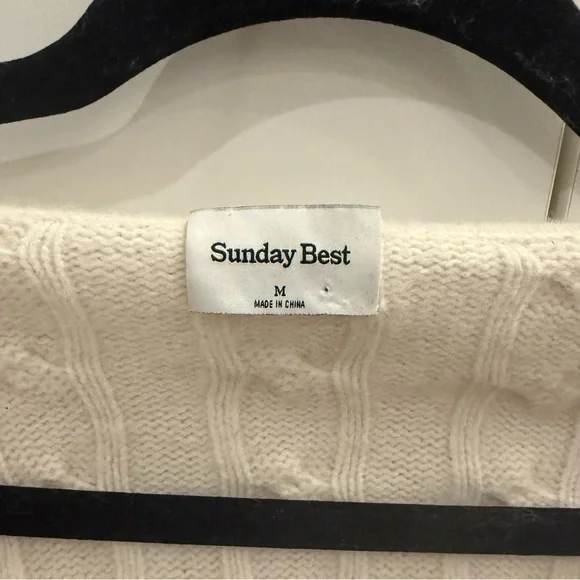 Aritzia Sunday best cable knit cream zip up sweater - Picture 5 of 7